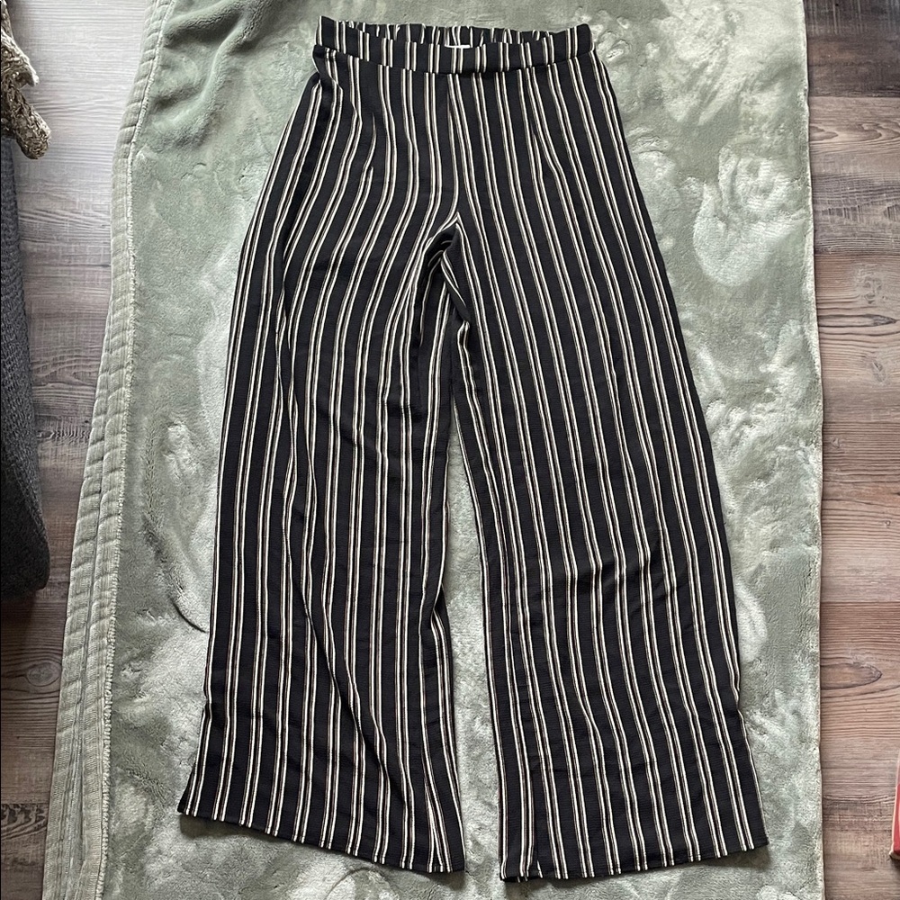 Charlotte Russe Black and White Striped Straight Leg Pants
